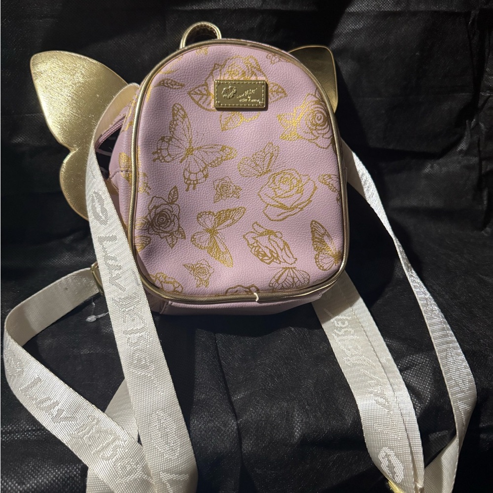 Elegant Pink and Gold Floral Backpack